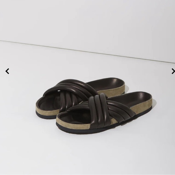 Isabel Marant Holden Black Leather Puffy Slide Sandals - Picture 1 of 8